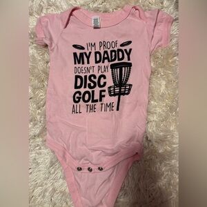 Pink Baby Onesie - Fun Disc Golf Design